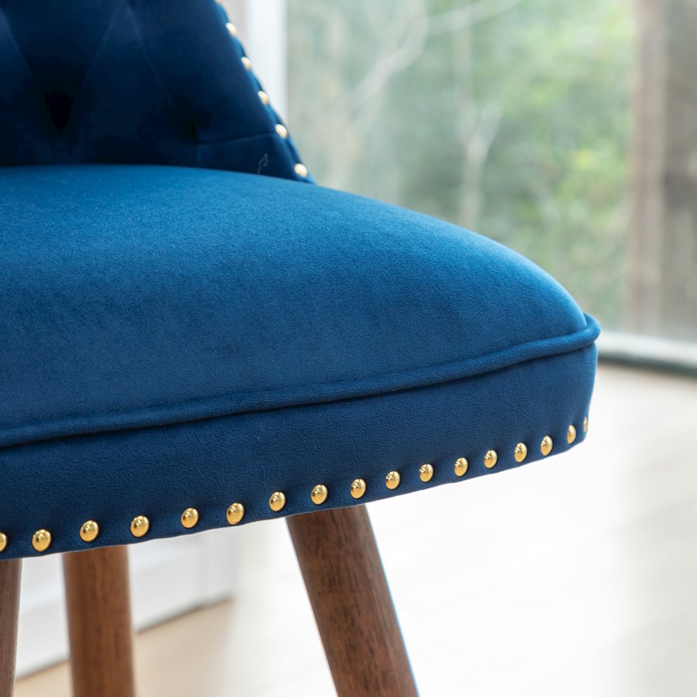 Elvara Set of 2 Button-Tufted Counter Stools with Nailhead Trim - Blue. Picture 12