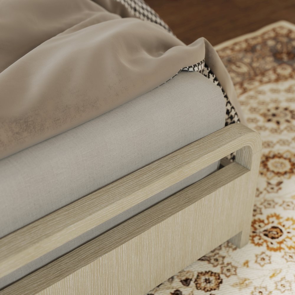 Tavari Wood Panel Bed, Light Gray Finish, Queen. Picture 5