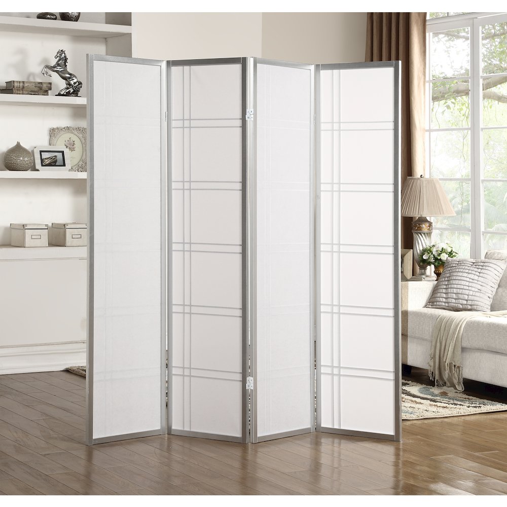 Seto 4-Panel Silver Room Divider Screen. Picture 3