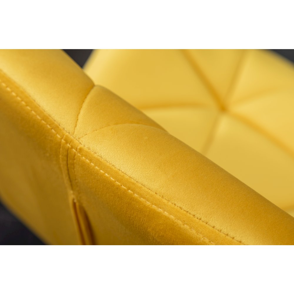 Breni Velvet Diamond Tufted Swivel Adjustable Height Barstool, Set of 2, Yellow. Picture 12