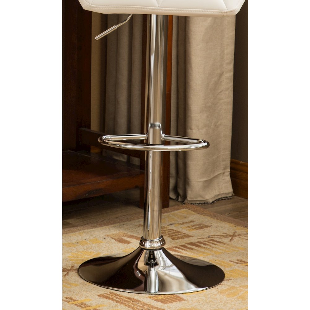 Glasgow Contemporary Tufted Adjustable Height White Bar Stools, Set of 2. Picture 10