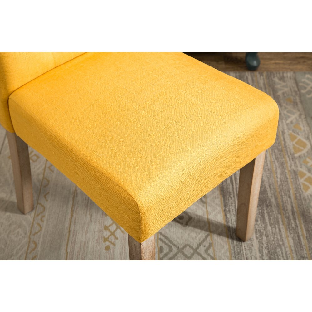 Habit Solid Wood Tufted Parsons Yellow Dining Chair, Set of 2. Picture 7