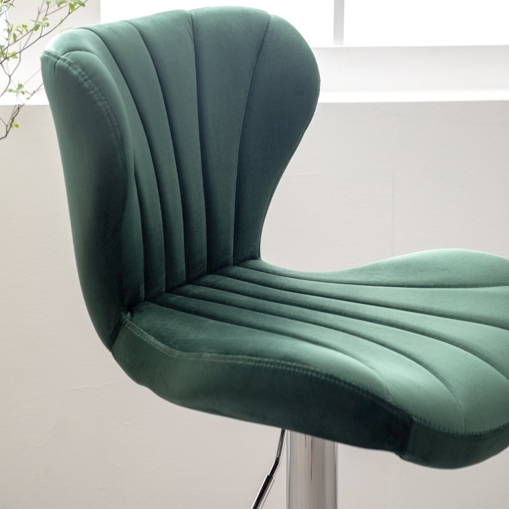 Ellston Upholstered Adjustable Swivel Barstools in Green, Set of 2. Picture 6
