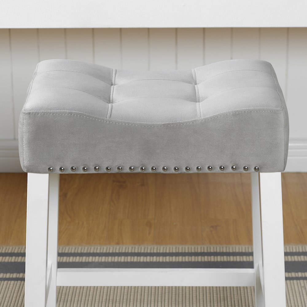 Morovo Velvet Counter Height Stools Saddle Seats, Set of 2, Gray. Picture 3