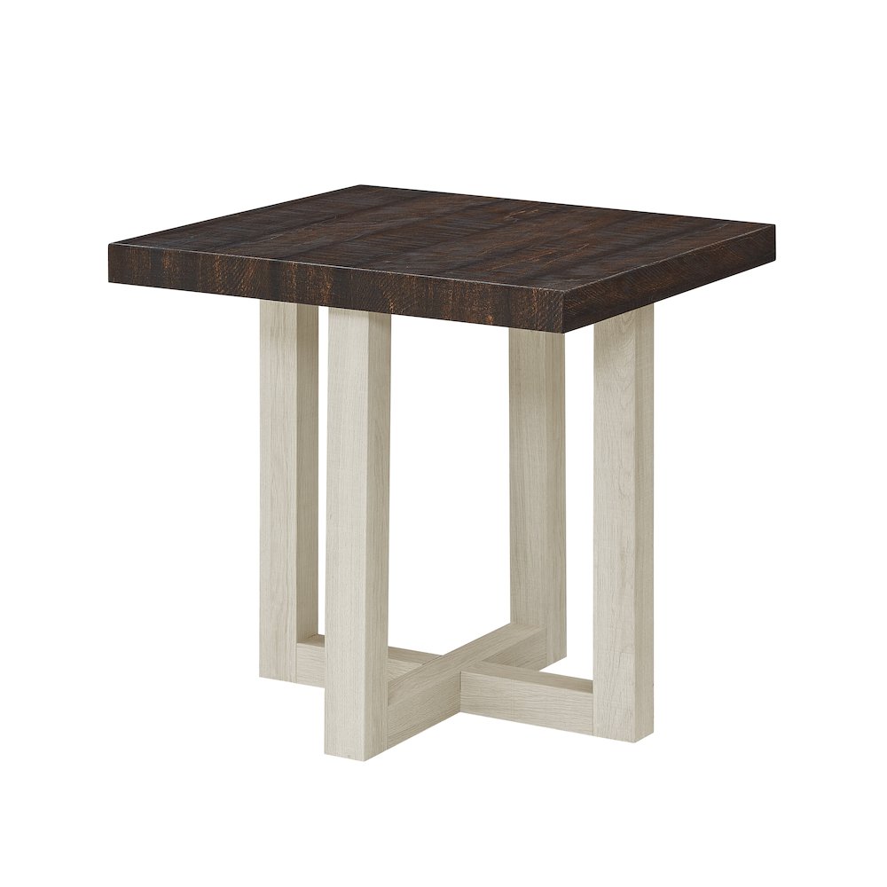 Luno Contemporary End Table, Walnut and White. Picture 1