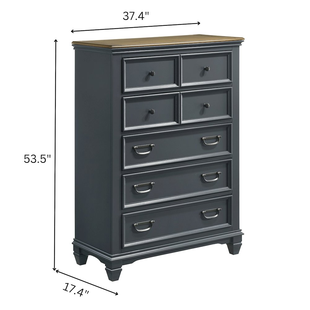 Clelane Wood 5-Drawer Chest, Slate Blue. Picture 7