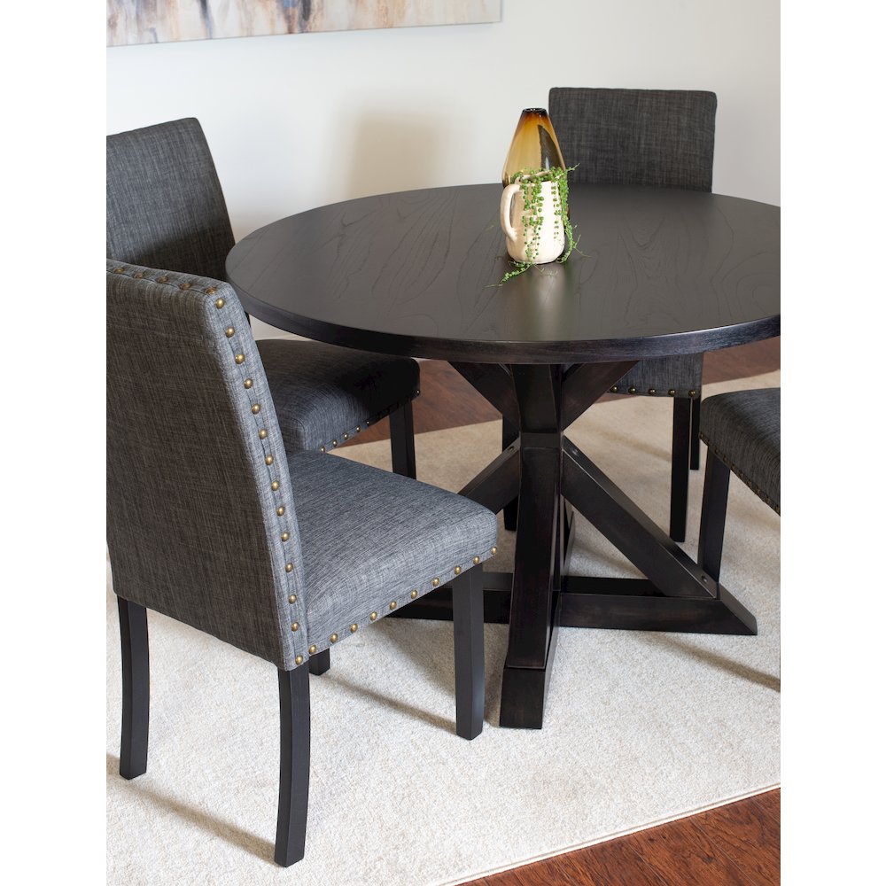 Mytzi 5-Pc Dining Set, Cross-Buck Dining Table with 4 Stylish Chairs, Gray. Picture 5