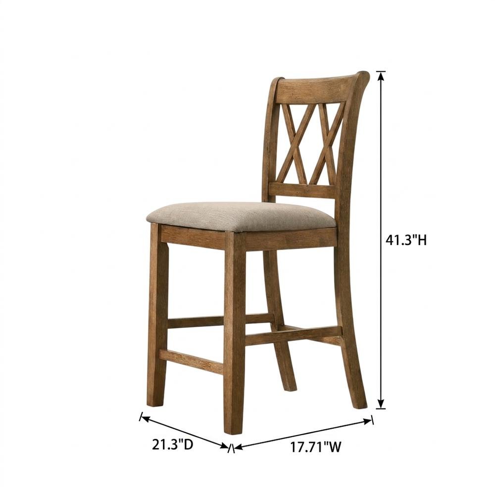 Fabric Counter Height Dining Chairs and Kitchen Bar Stools, Brown, Set of 2. Picture 6