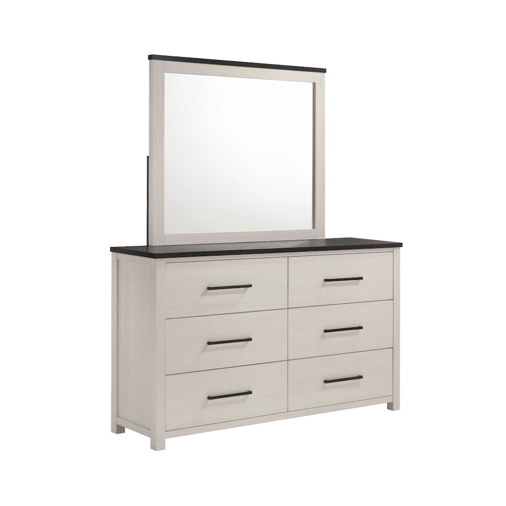 Realynn 6-Drawer Bedroom Dresser with Mirror, Off-White Finish. Picture 1