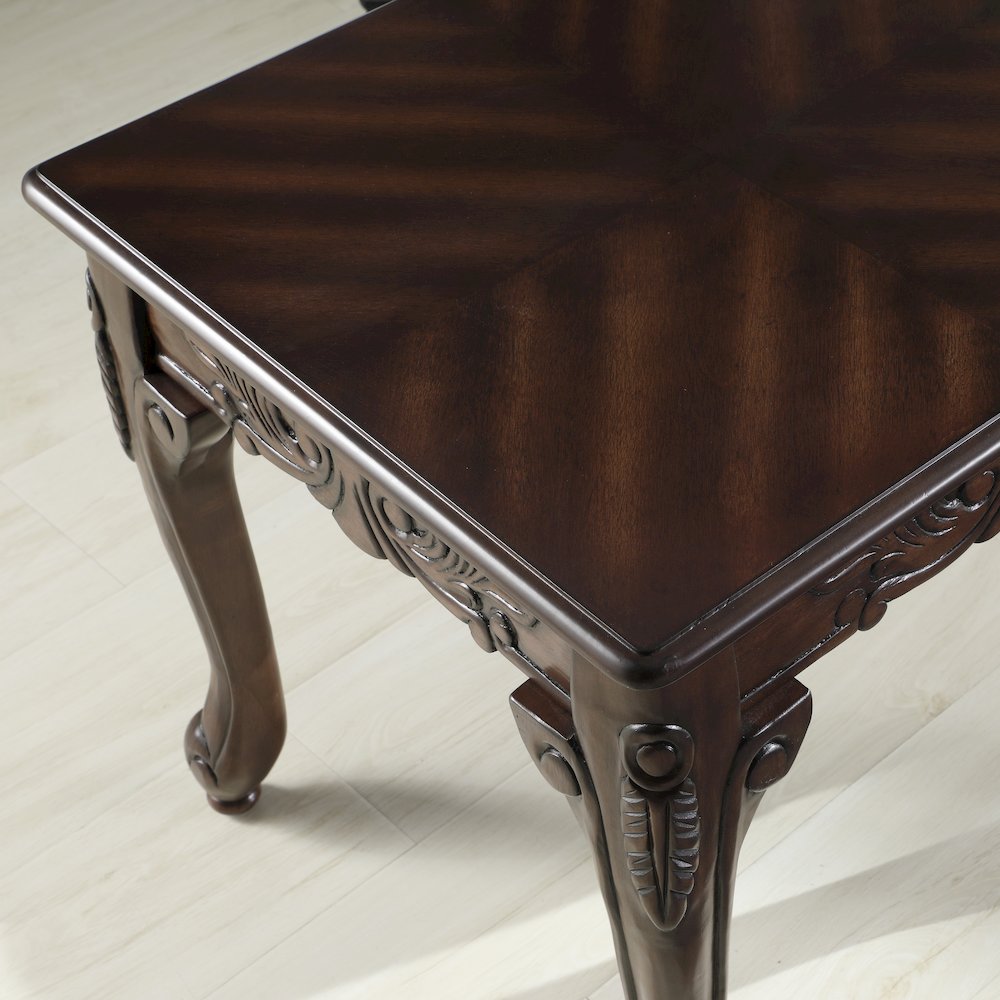Blush Traditional Ornate Detailing Dark Cherry Finish Wood Coffee Table. Picture 4