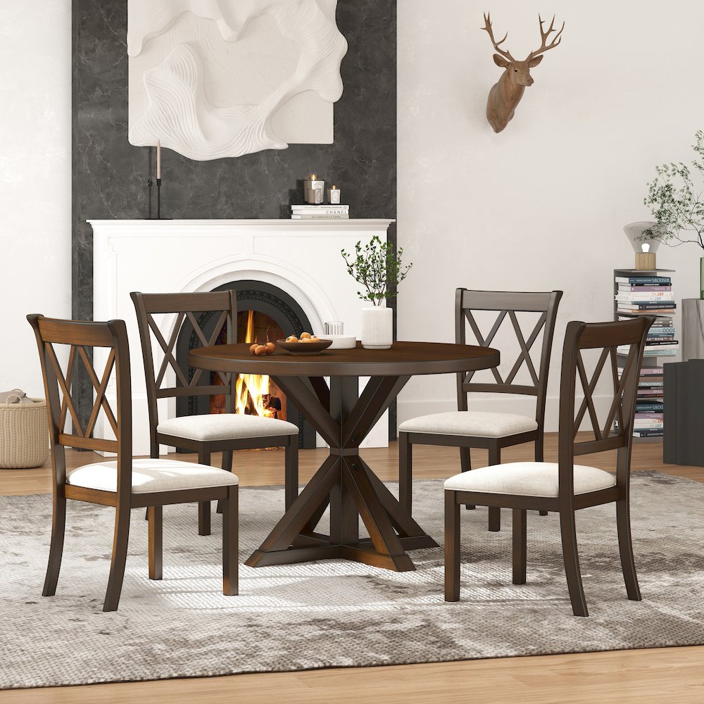 Windvale Dining Set,Cross-Buck Table with 4 Chairs. Picture 1