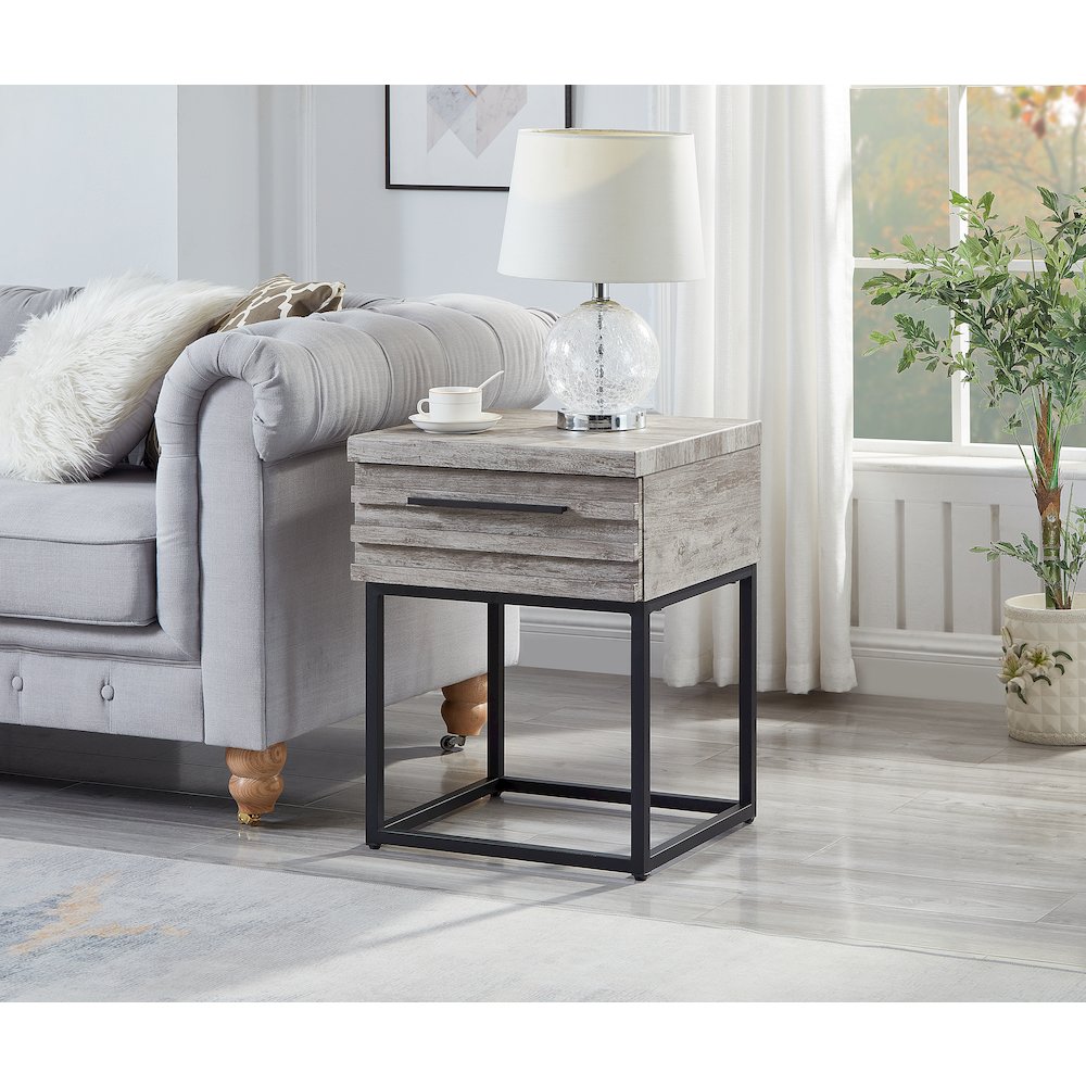 Celestial Contemporary Storage End table, Gray. Picture 3