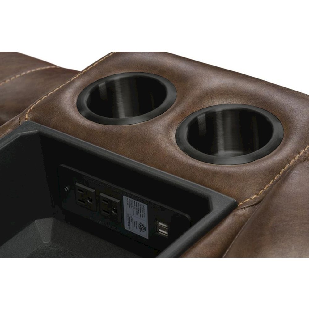 Achern Leather Manual Reclining Sofa and Loveseat, Storage Console and USB Port. Picture 10