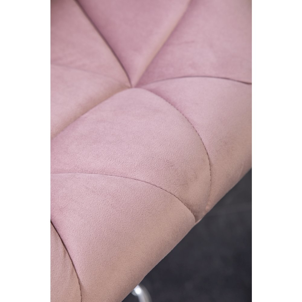 Breni Velvet Diamond Tufted Swivel Adjustable Height Barstool, Set of 2, Mauve. Picture 9
