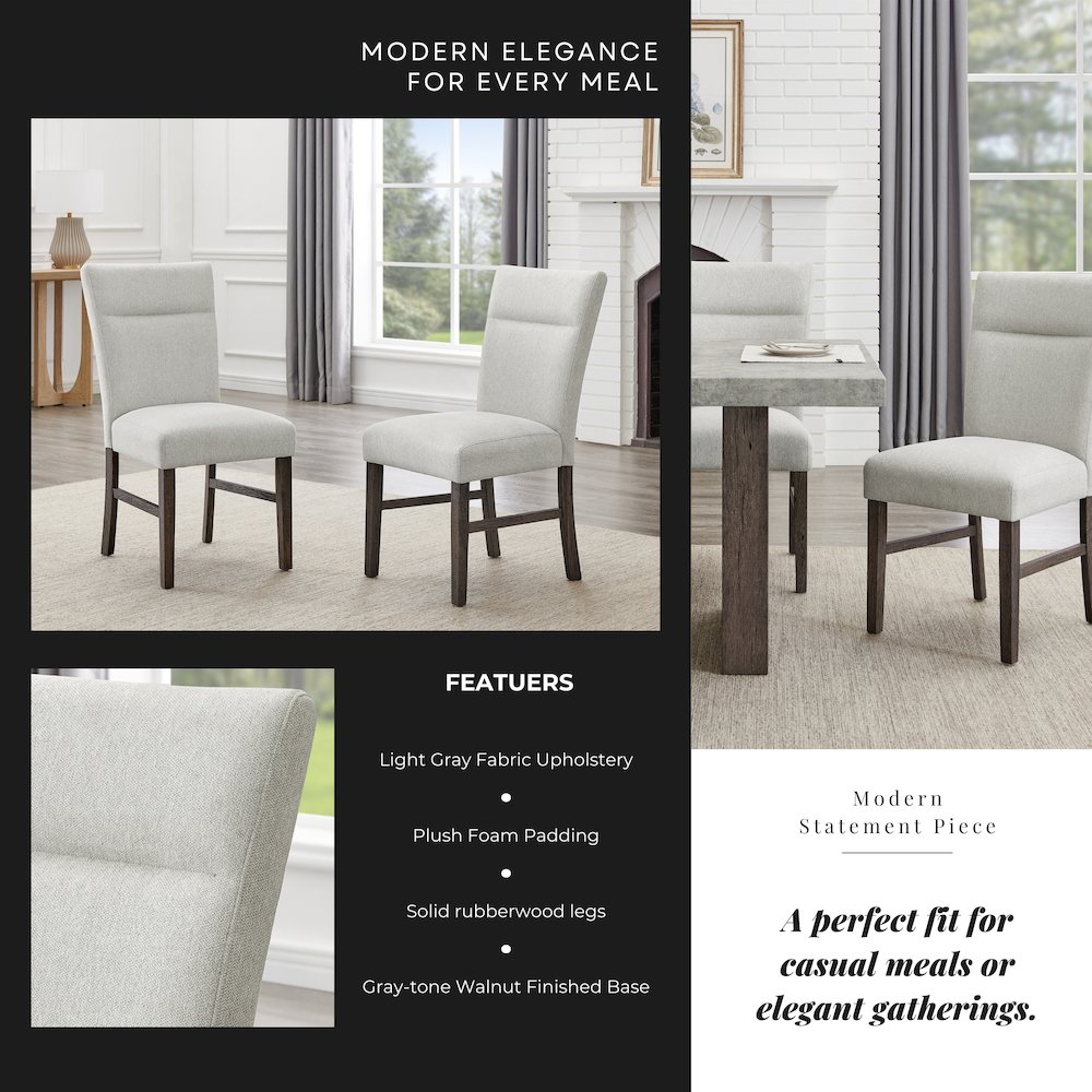 Sorlen Modern Gray Upholstered Dining Chairs, Set of 2. Picture 6