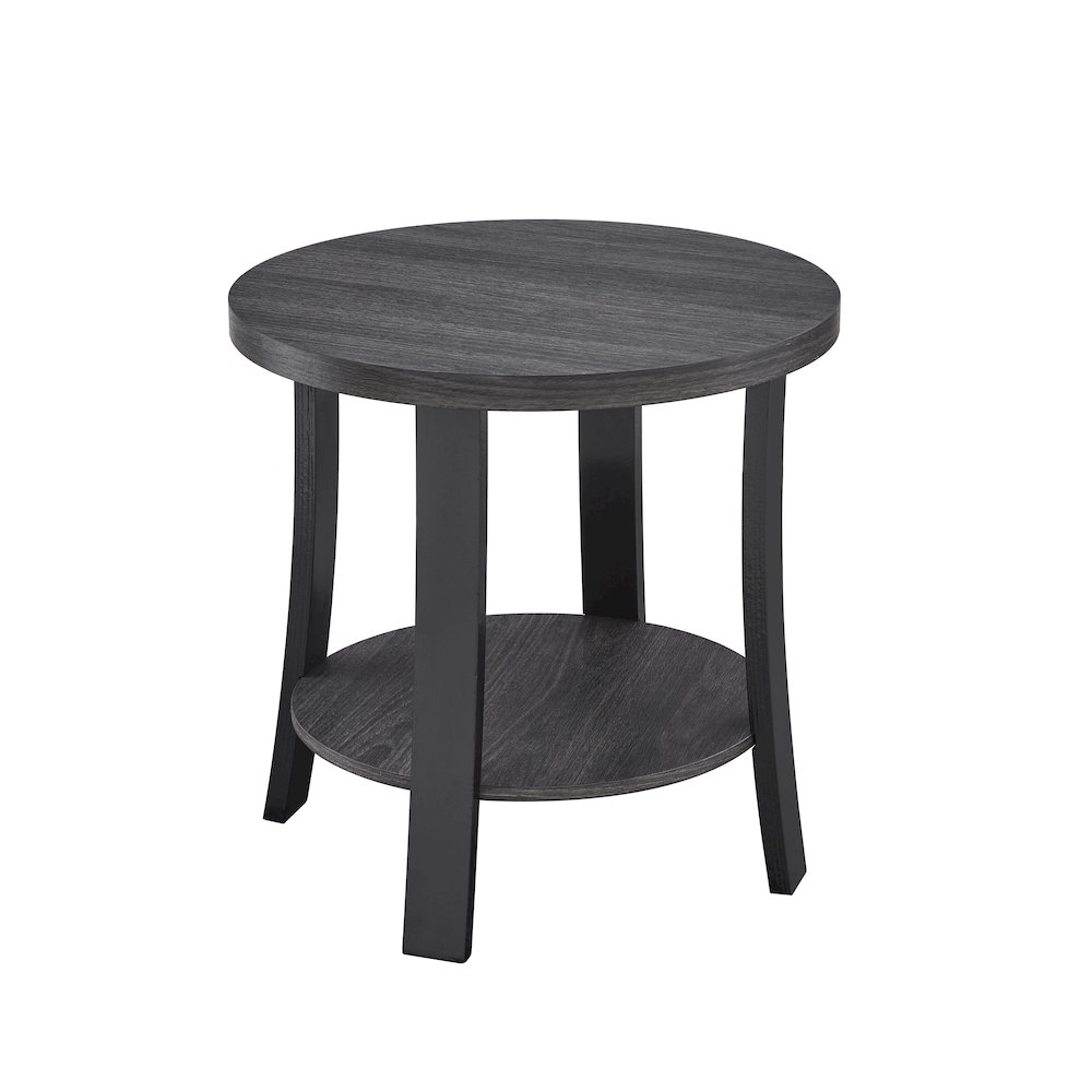 Anze Contemporary Oval Wood Shelf 3-Pc Coffee Table Set in Charcoal Finish. Picture 9