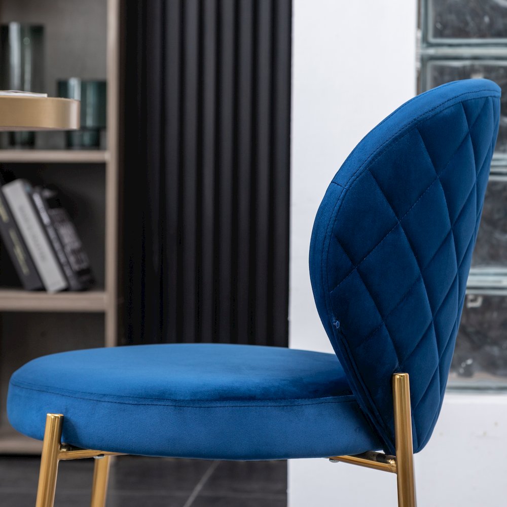 Amoa Contemporary Velvet Upholstery Dining Chair, Blue, Set of 2. Picture 9