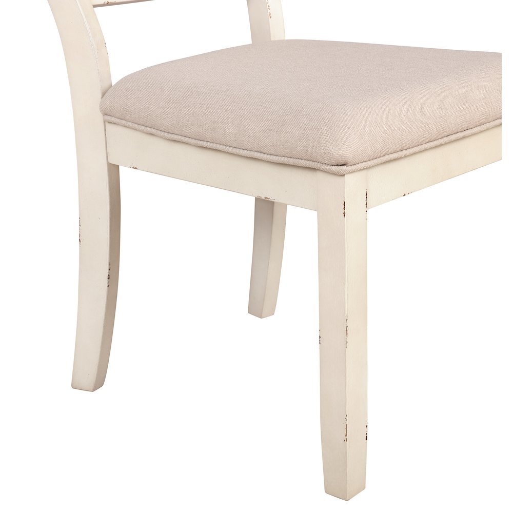 Prato 5-PC Round Dining Set,  Antique White and Distressed Oak. Picture 8