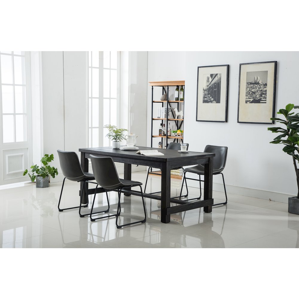 Lotusville Antique Wood Finished Dining Set: Table and Four Chairs, Grey. Picture 3
