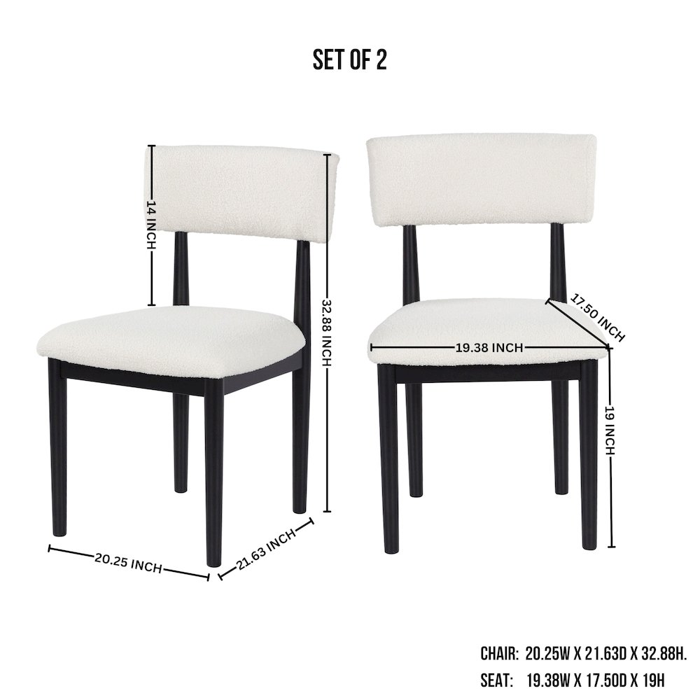 Ellis Boucle Upholstered Dining Chairs, Set of 2. Picture 11