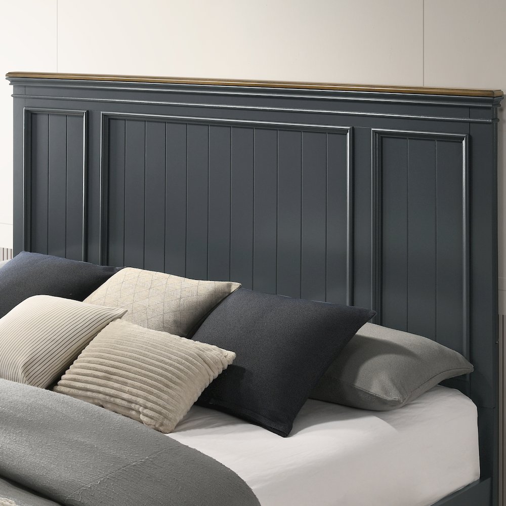 Clelane Shiplap Wood Panel Bed, King, Slate Blue. Picture 4