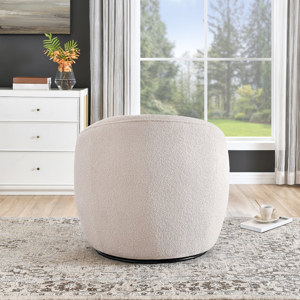 Galleria 360 Swivel Teddy Sherpa Barrel Chair, Beige. Picture 5