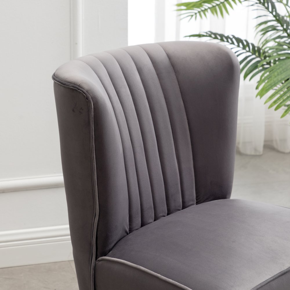 Elon Contemporary Velvet Upholstered Accent Chair, Gray. Picture 8