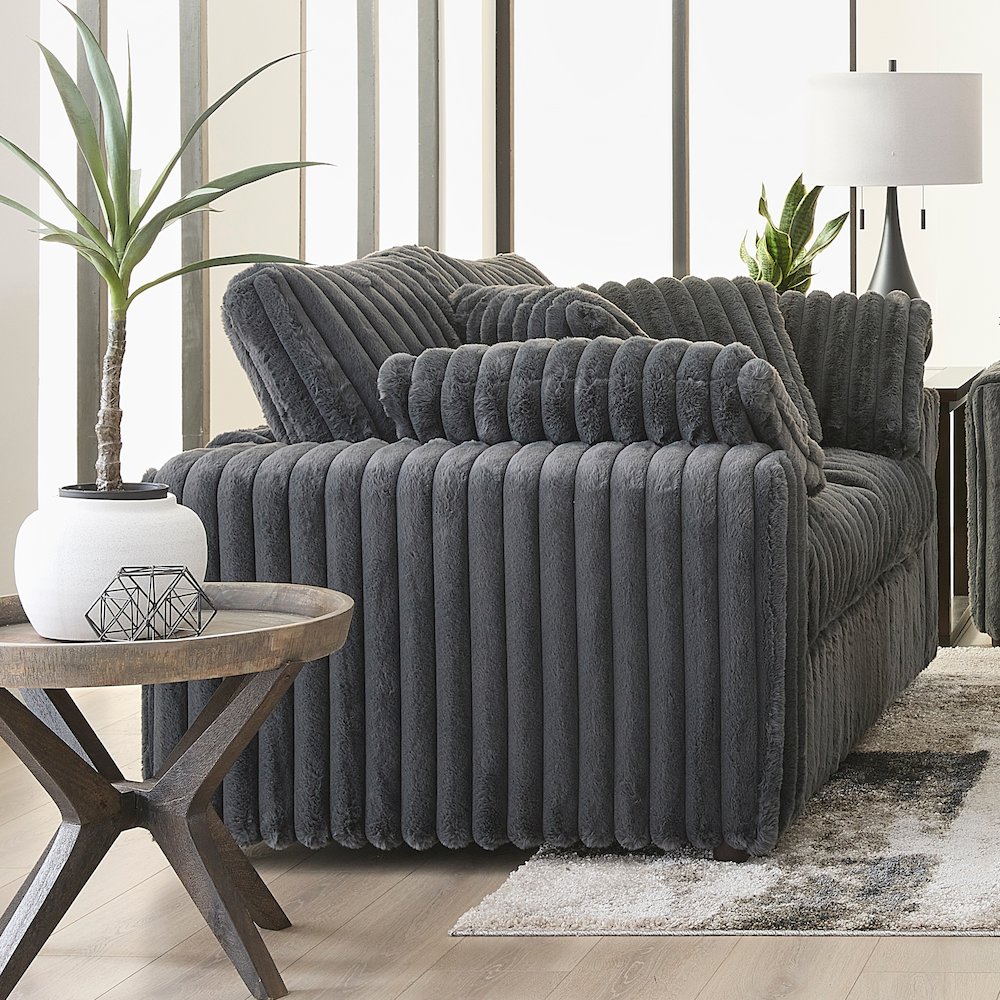 Belvoir Upholstered Stationary Loveseat, Charcoal. Picture 3