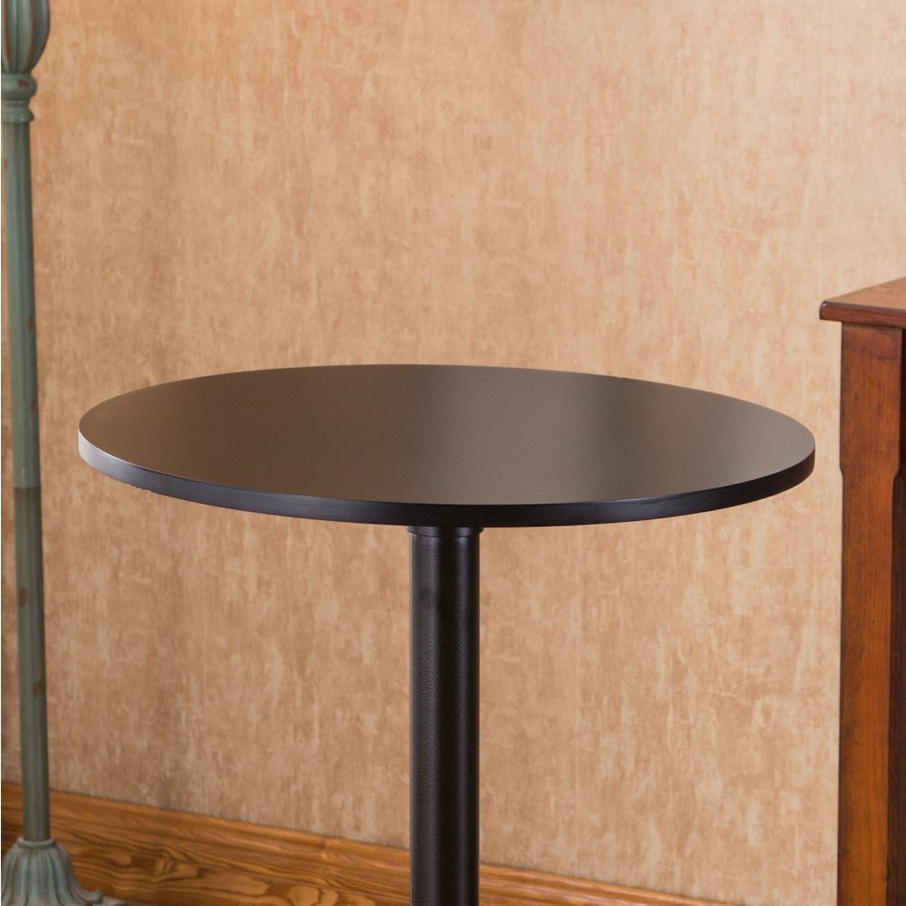 Belham Black Round Top with Black Leg And Base Metal Bar Table. Picture 4