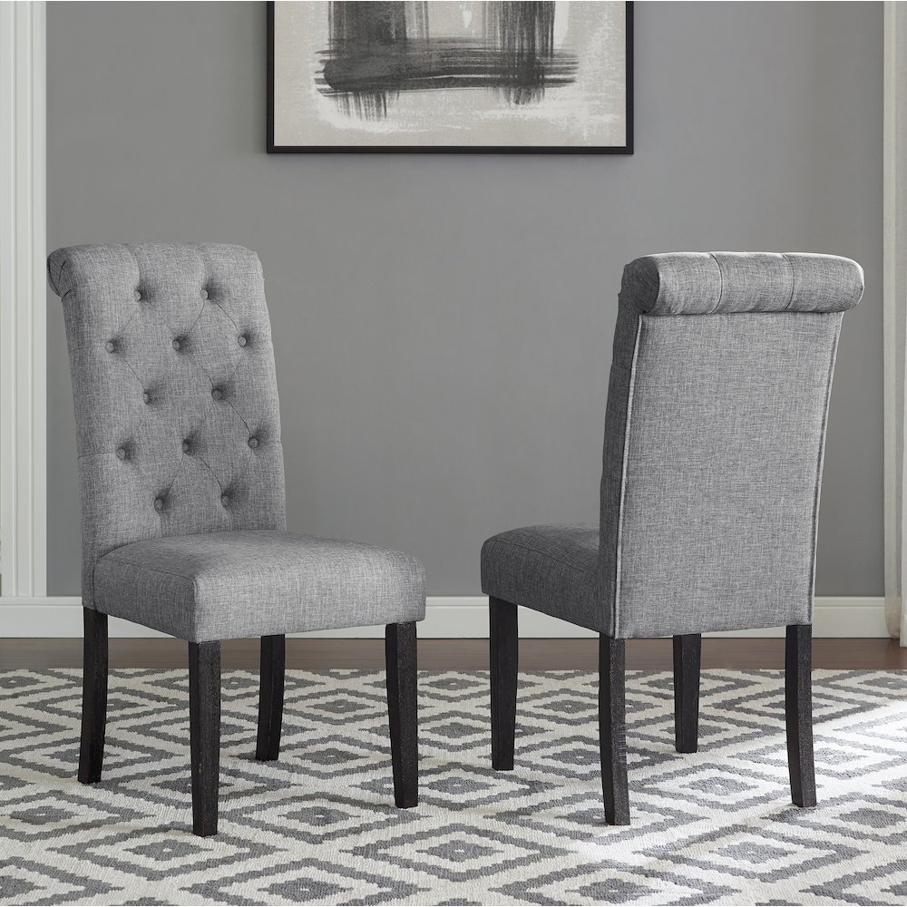 Leviton Urban Style Dark Wash Wood Dining Set: Table, 4 Chairs and Bench, Gray. Picture 6