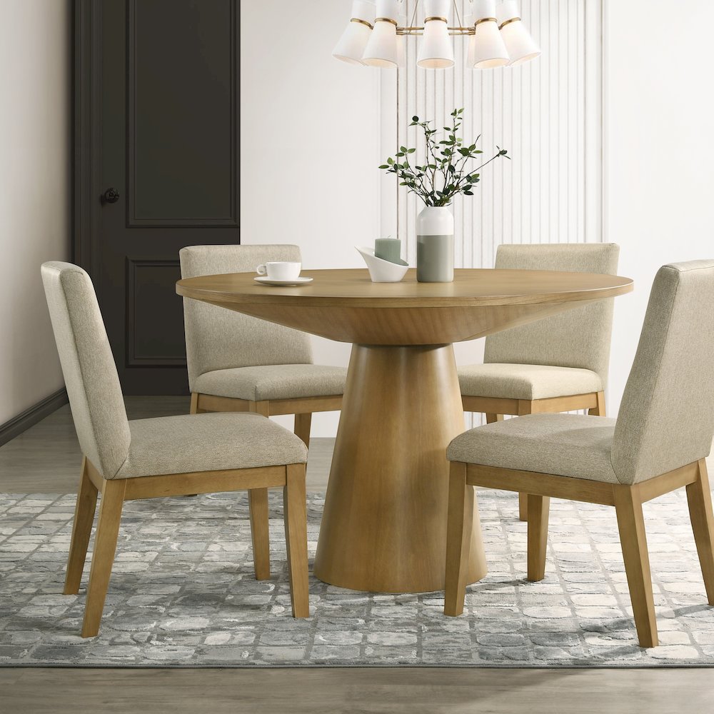 Rocco Contemporary Dining Set, Round Pedestal Table with 4 Chairs. Picture 4