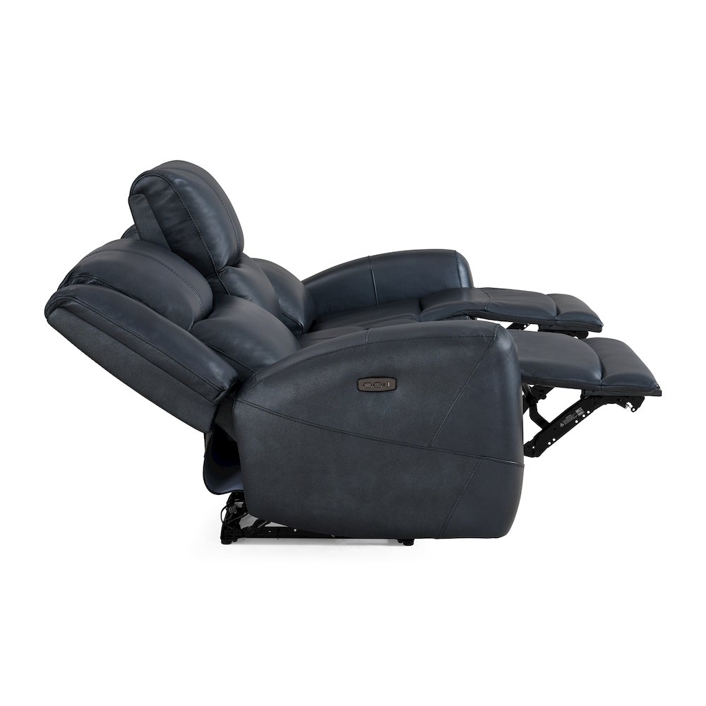 Cozura Leather Power Dual Reclining Sofa, Chesapeake Blue. Picture 8