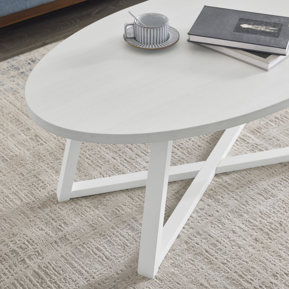 Modern Harmony 3-Piece Wood Oval Coffee Table Set. Picture 12