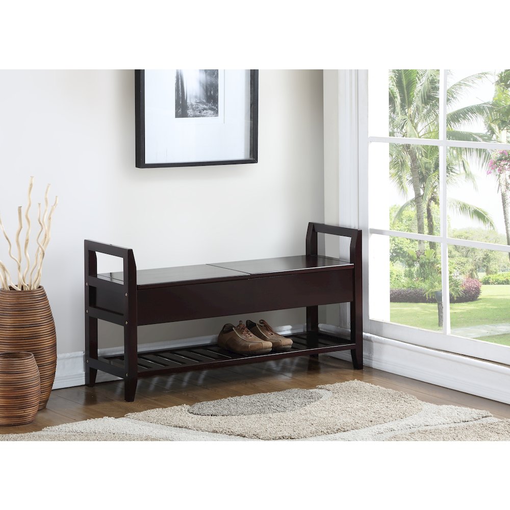 Vannes Espresso Storage Shoe Bench. Picture 4