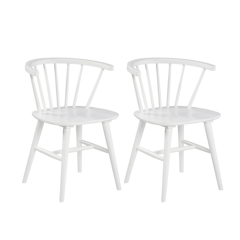 Alwynn Wooden Spindle Back Dining Chairs, Windsor Chairs, Set of 2, White. Picture 1