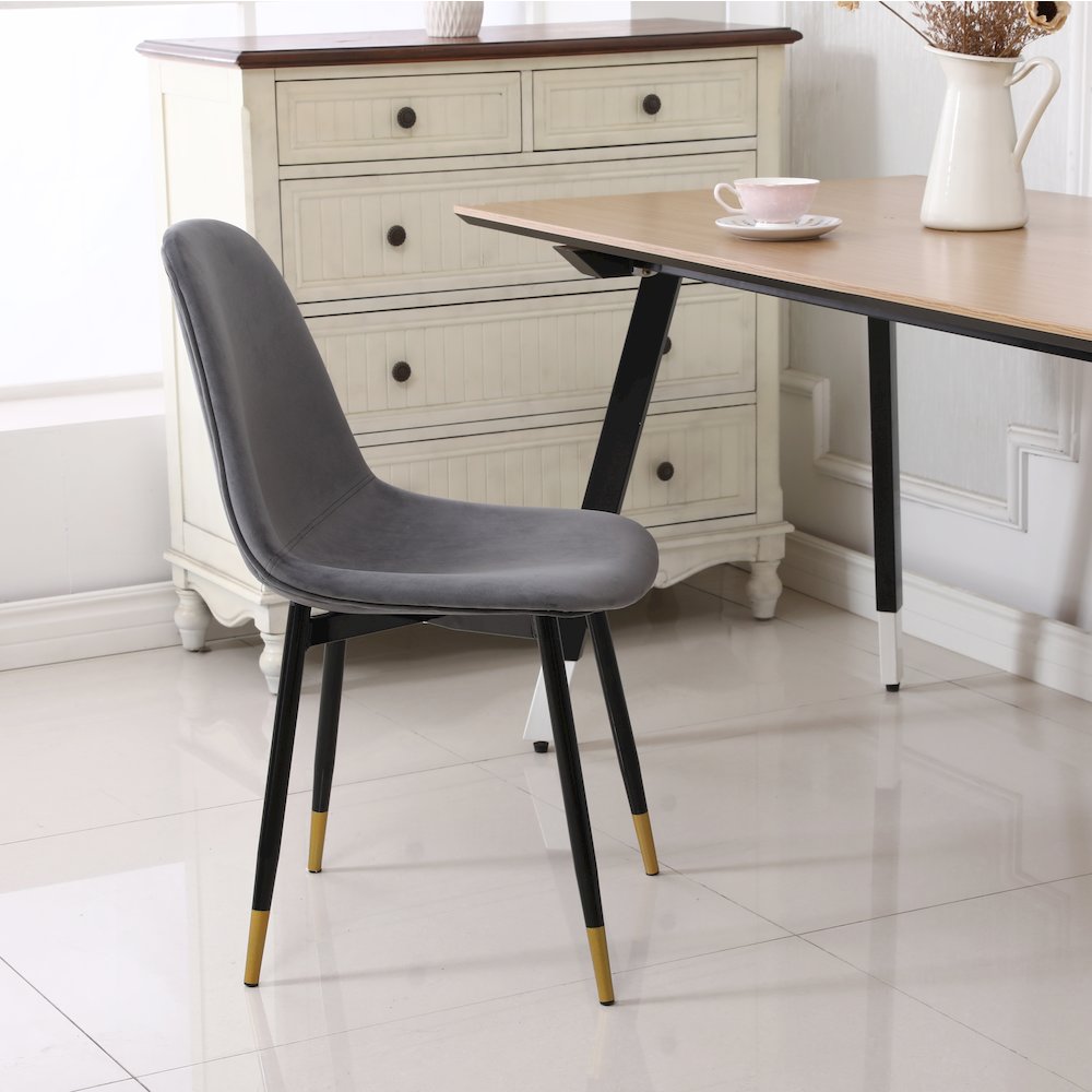 Lassan Contemporary Fabric Dining Chairs, Set of 4, Gray. Picture 5