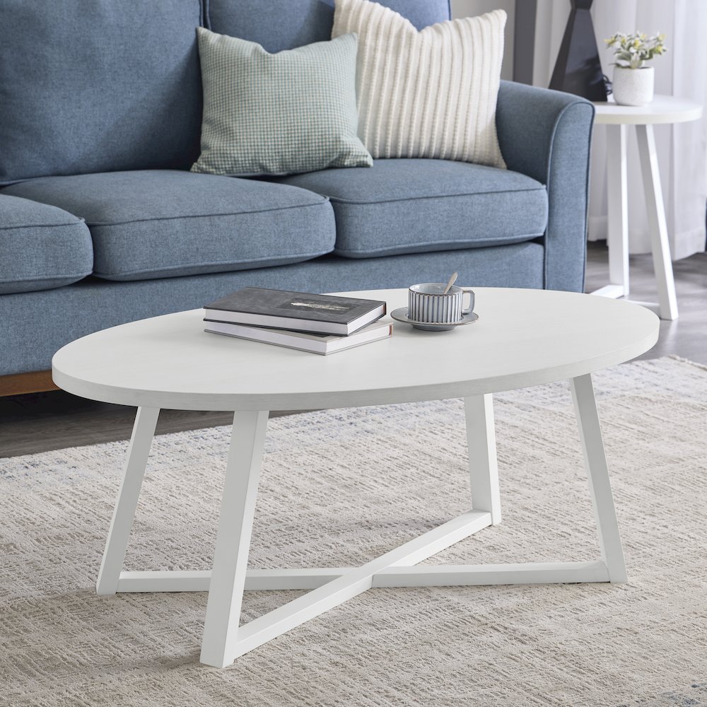 Modern Harmony 3-Piece Wood Oval Coffee Table Set. Picture 8