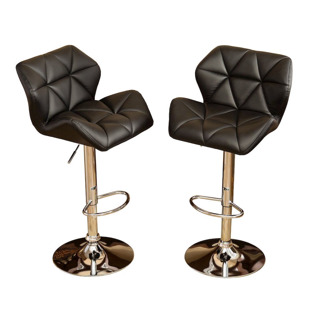 Glasgow Contemporary Tufted Adjustable Height Black Bar Stools, Set of 2. Picture 1