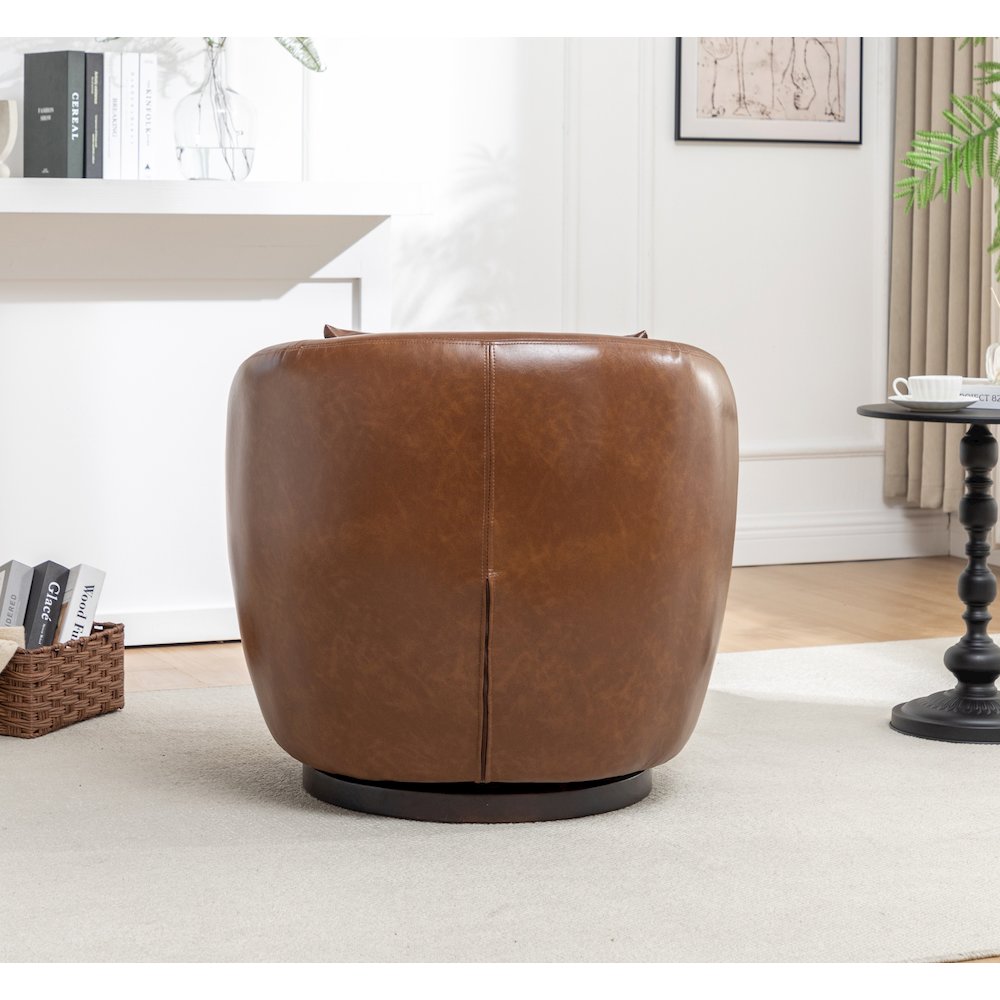 Orenza Modern Faux Leather Swivel Barrel Accent Club Chair. Picture 9