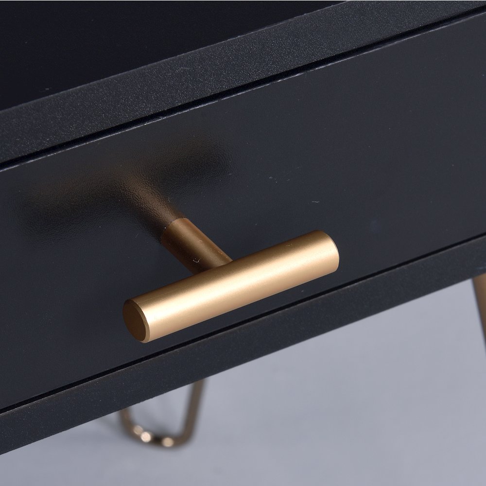 Hailey Black and Gold Wood Storage End Table. Picture 3
