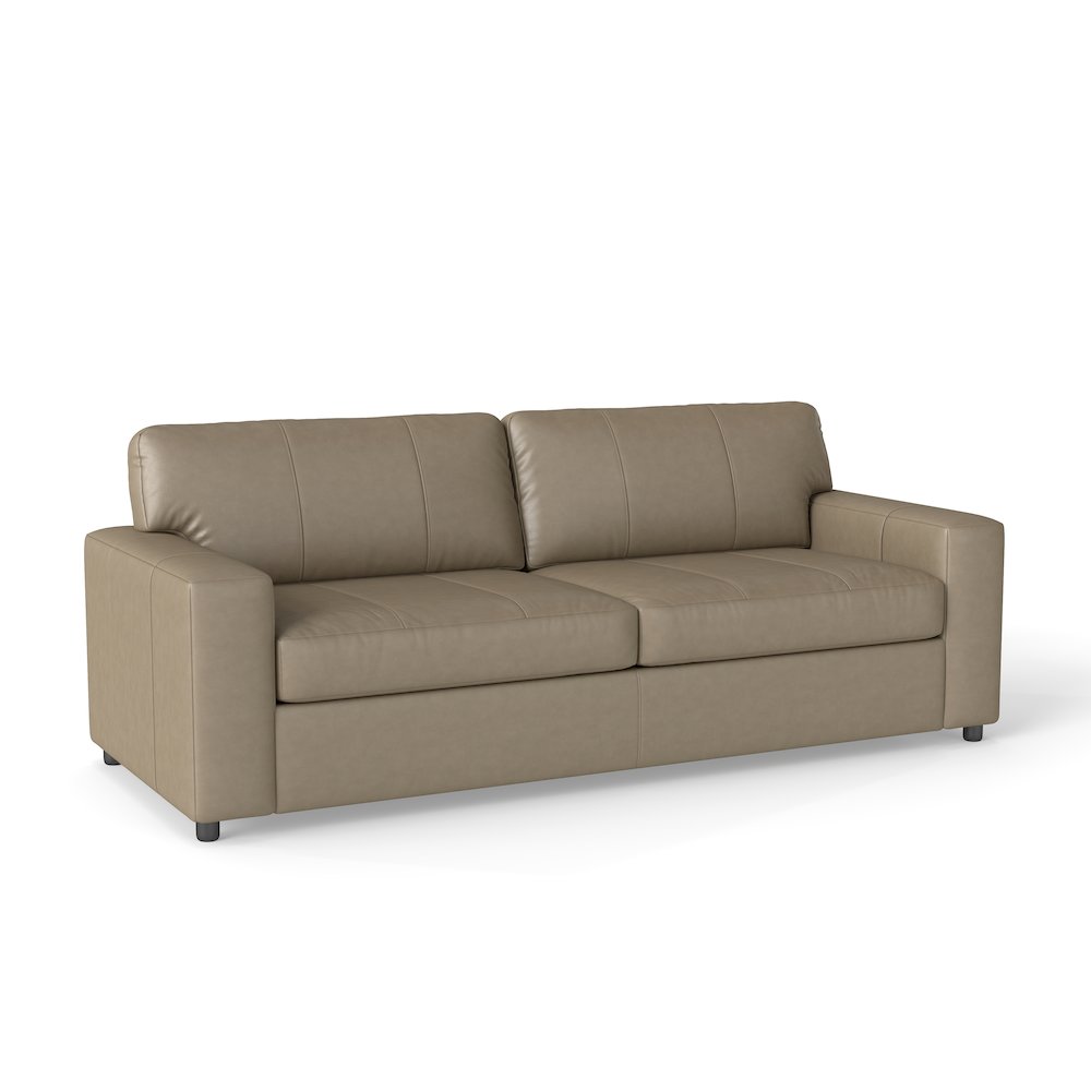 Sakan Leather Upholstered Sofa, Beige. Picture 1