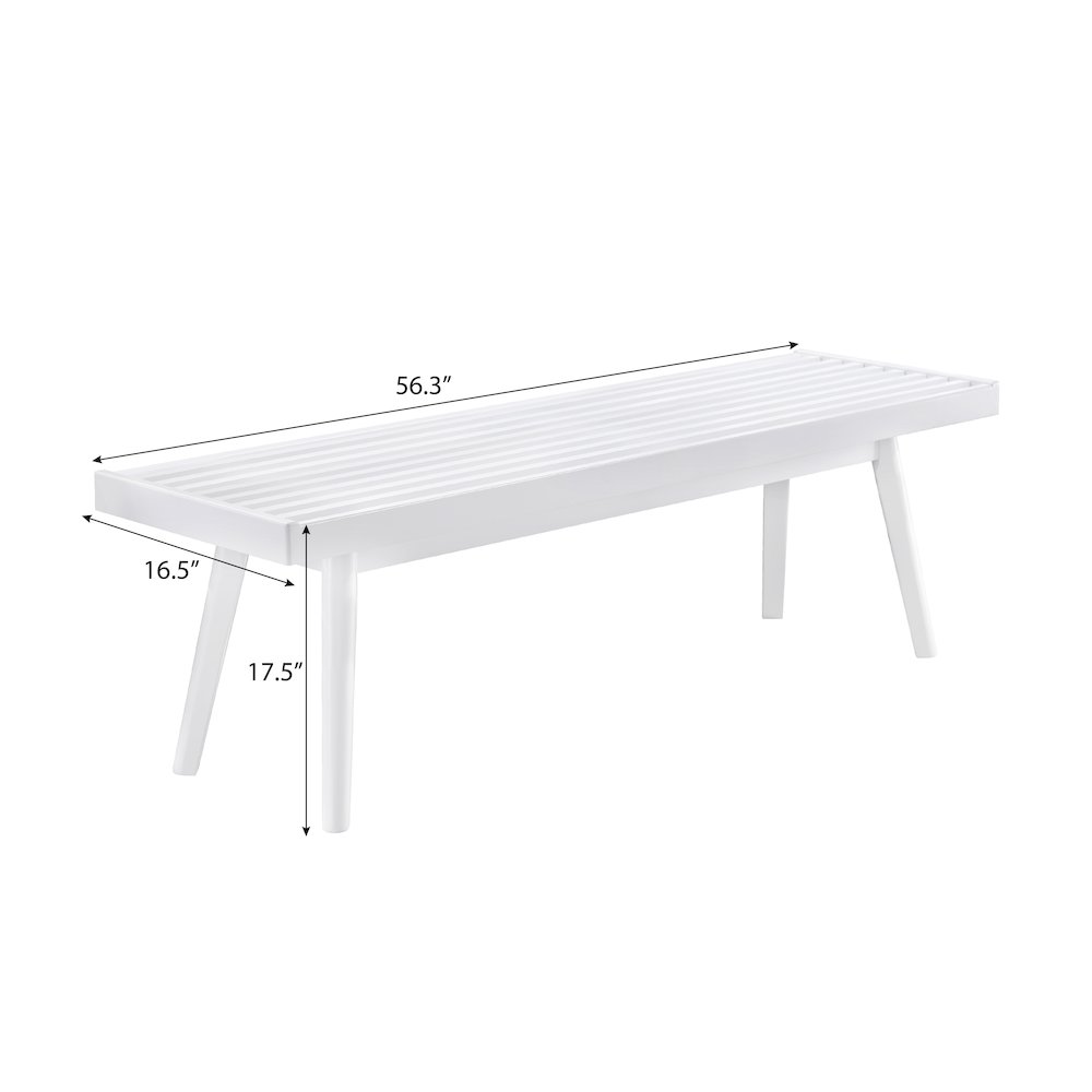 Larwich Solid Wood Slatted Bench, 56 Wide, White. Picture 4