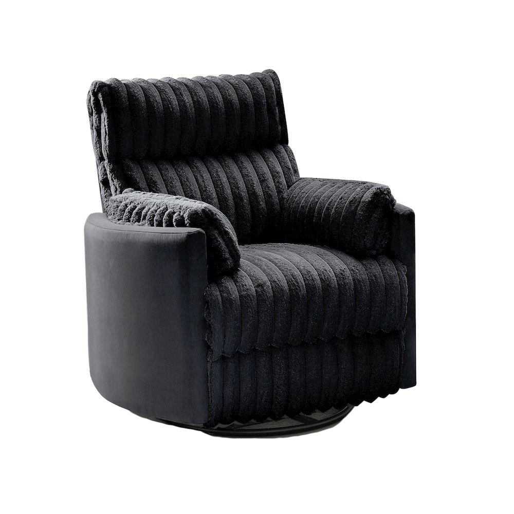 Bocaton Wide Wale Corduroy Upholstery Manual Recliner, Black. Picture 1