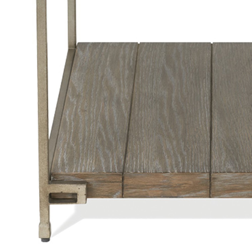 Corbeta Metal Frame Wood Living Room End Table with Shelf, Aged Graphite. Picture 4