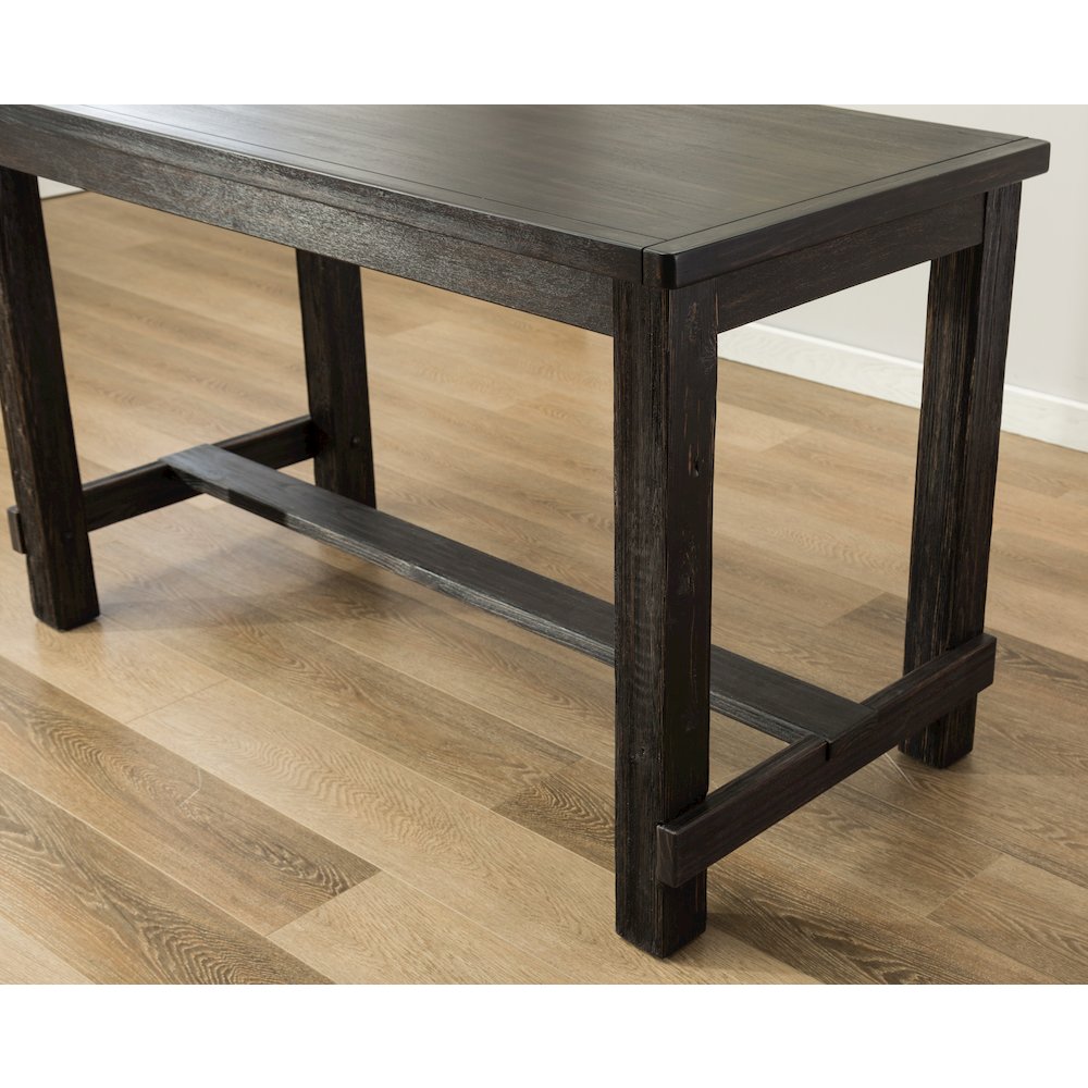 Lotusville Antique Black Finish Rectangular Wood Counter Height Dining Table. Picture 4