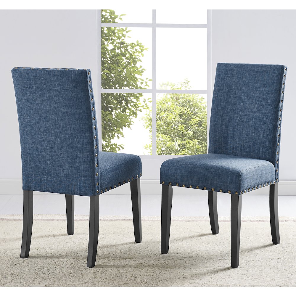 Nuevo 5-Piece Round Dining Set, Pedestal Dining Table with 4 Chairs, Blue. Picture 8