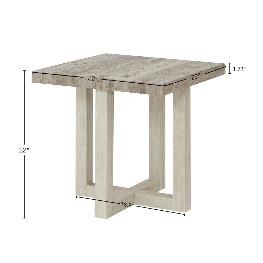 Luno Contemporary End Table, Weathered Gray and Beige. Picture 8