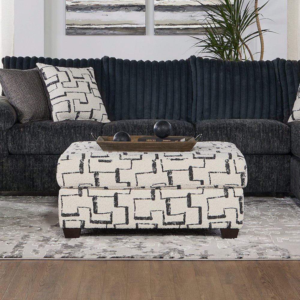 Nason Wide Wale Corduroy Sofa Chaise with Armchair and Ottoman, Charcoal. Picture 3