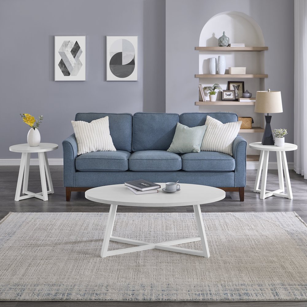 Modern Harmony 3-Piece Wood Oval Coffee Table Set. Picture 7