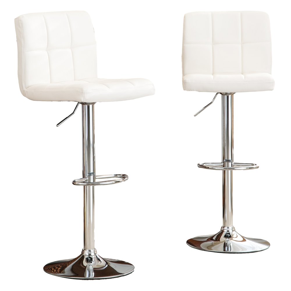 Biscc 2 Swivel Elegant PU Leather Modern Adjustable Hydraulic Bar Stools, White. Picture 10